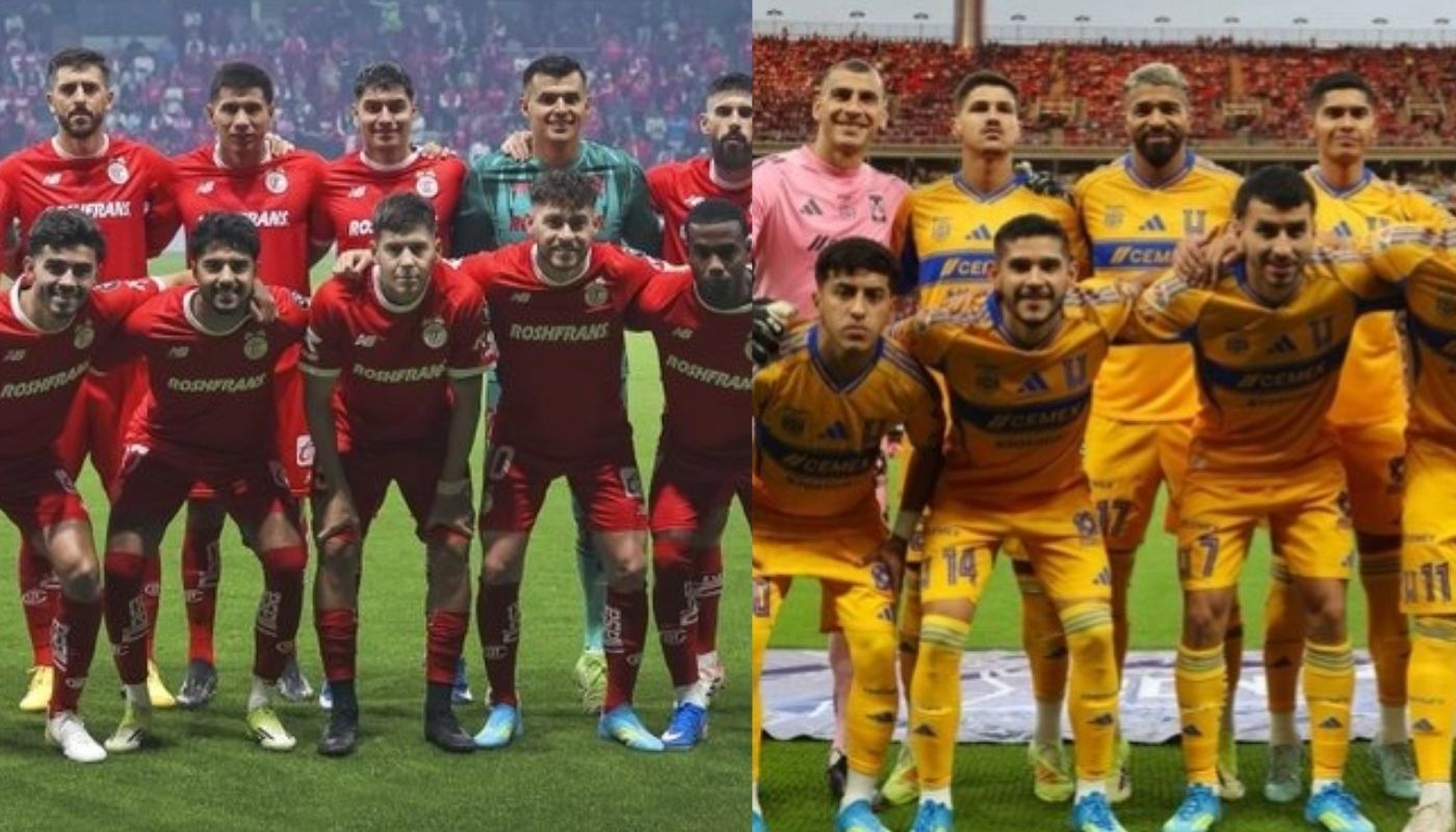 Foto del equipo titular de Toluca junto a el equipo titular de Tigres