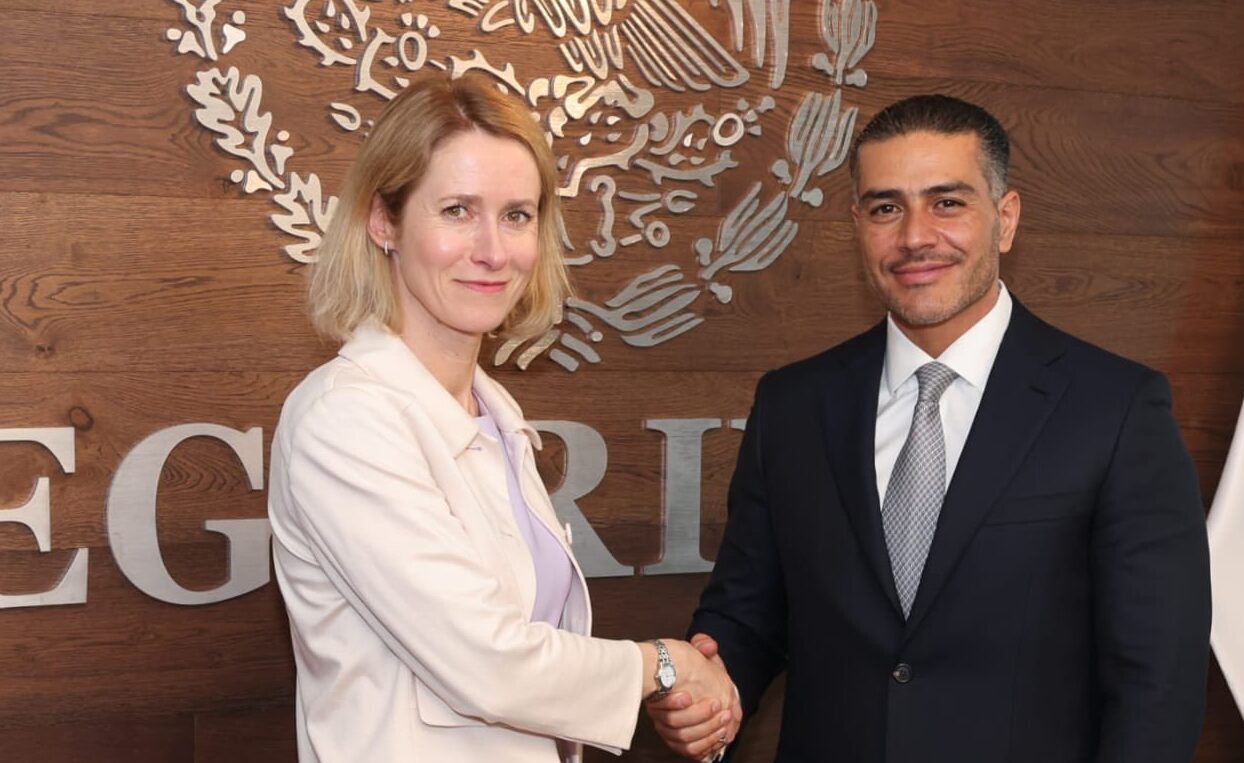 Omar García Harfuch y Kaja Kallas