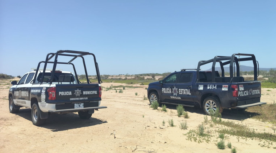 Elementos de seguridad resguardan el área donde se encontró los restos óseos