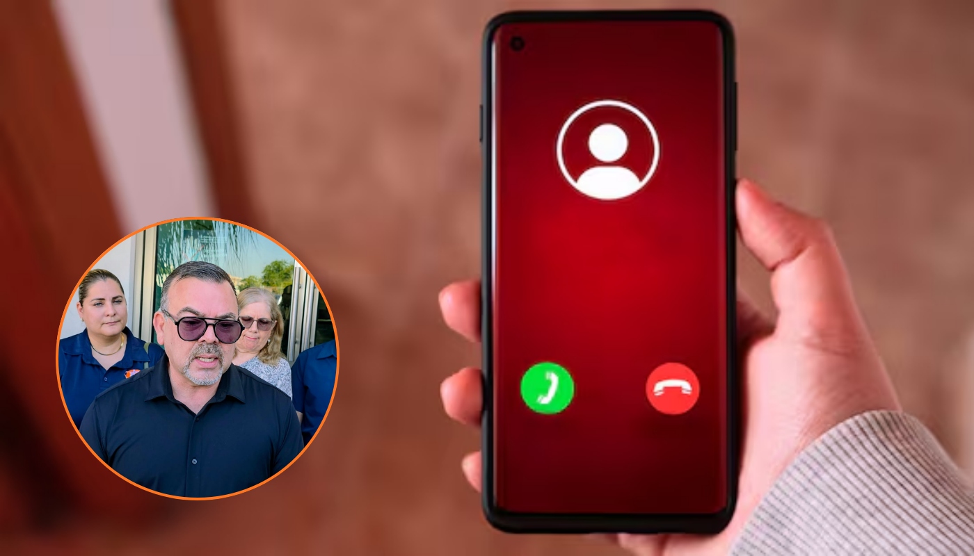 Jorge Luis Nishimoto y un celular con una llamada