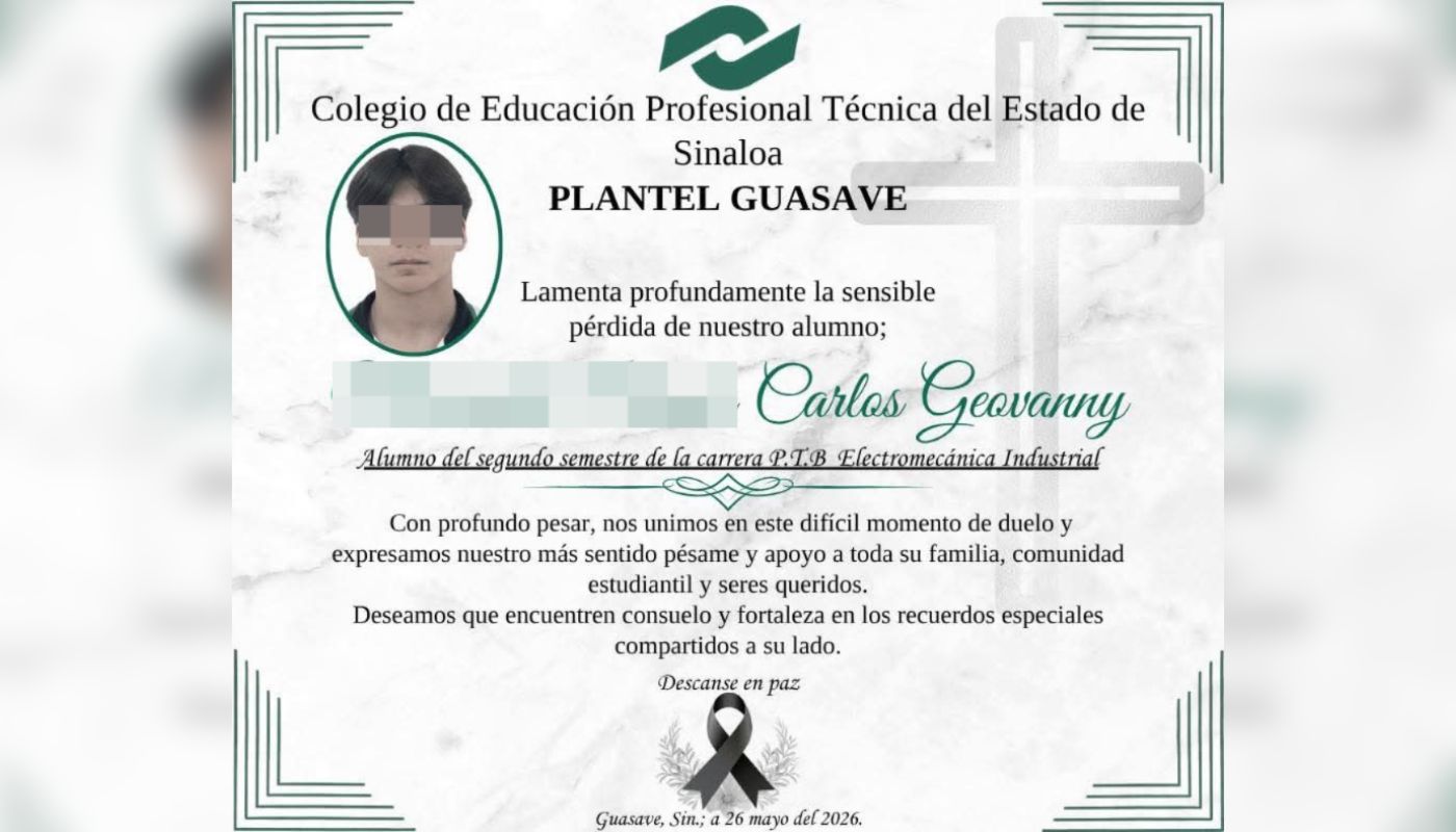 Publicación luctuosa de un joven fallecido