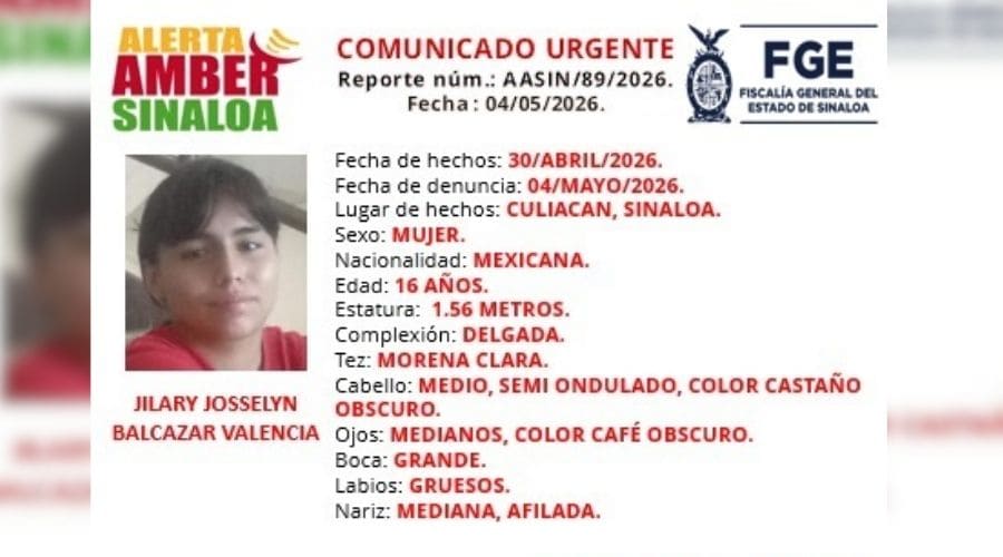Ficha de búsqueda de una menor de edad en alerta amber