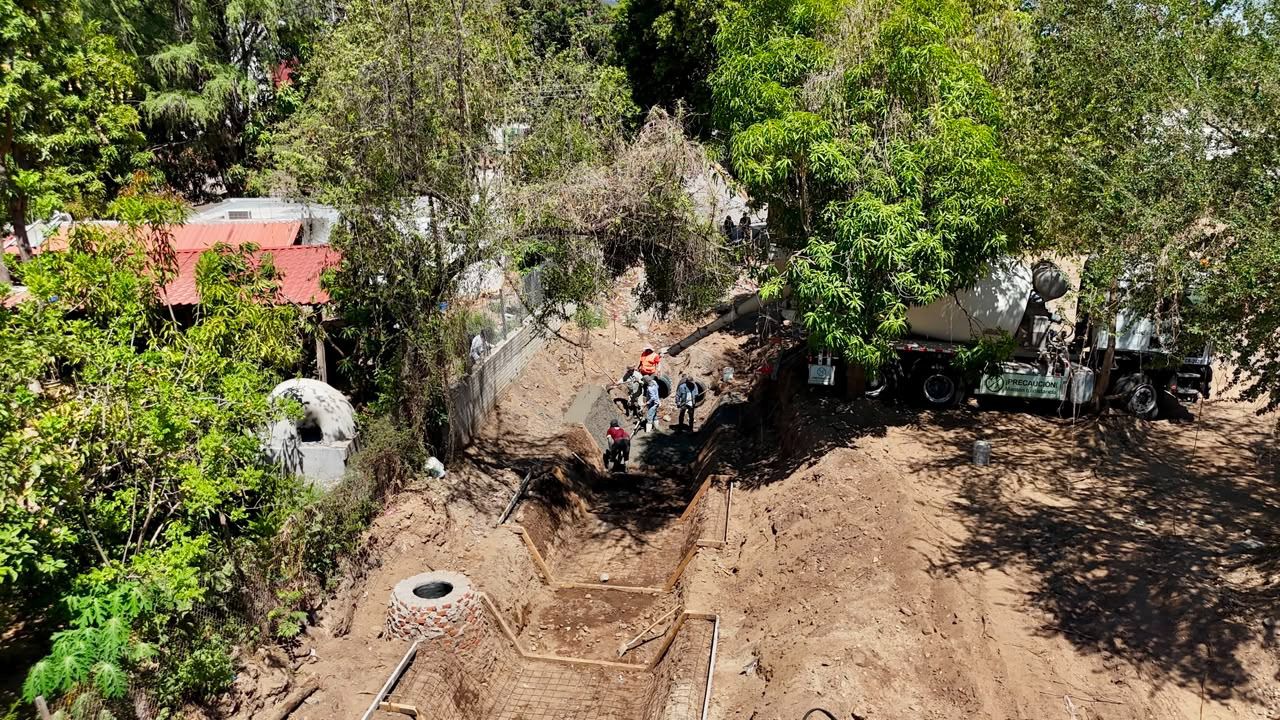 Vista aérea del inicio de obra en Badiraguato.