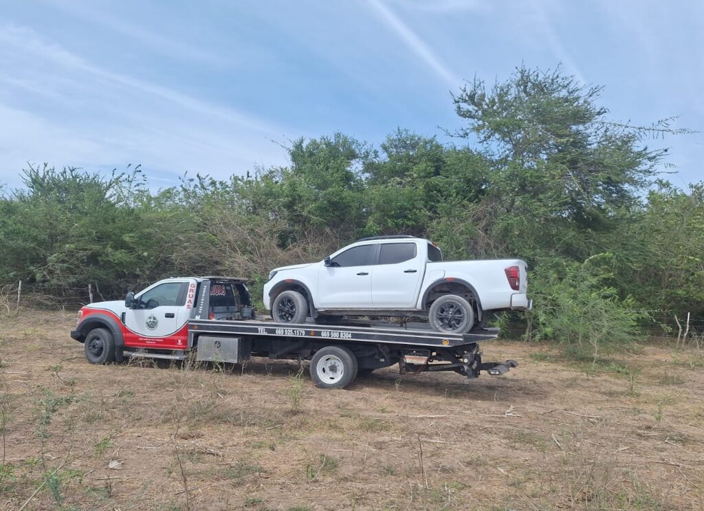 Camioneta blanca arriba de una grúa