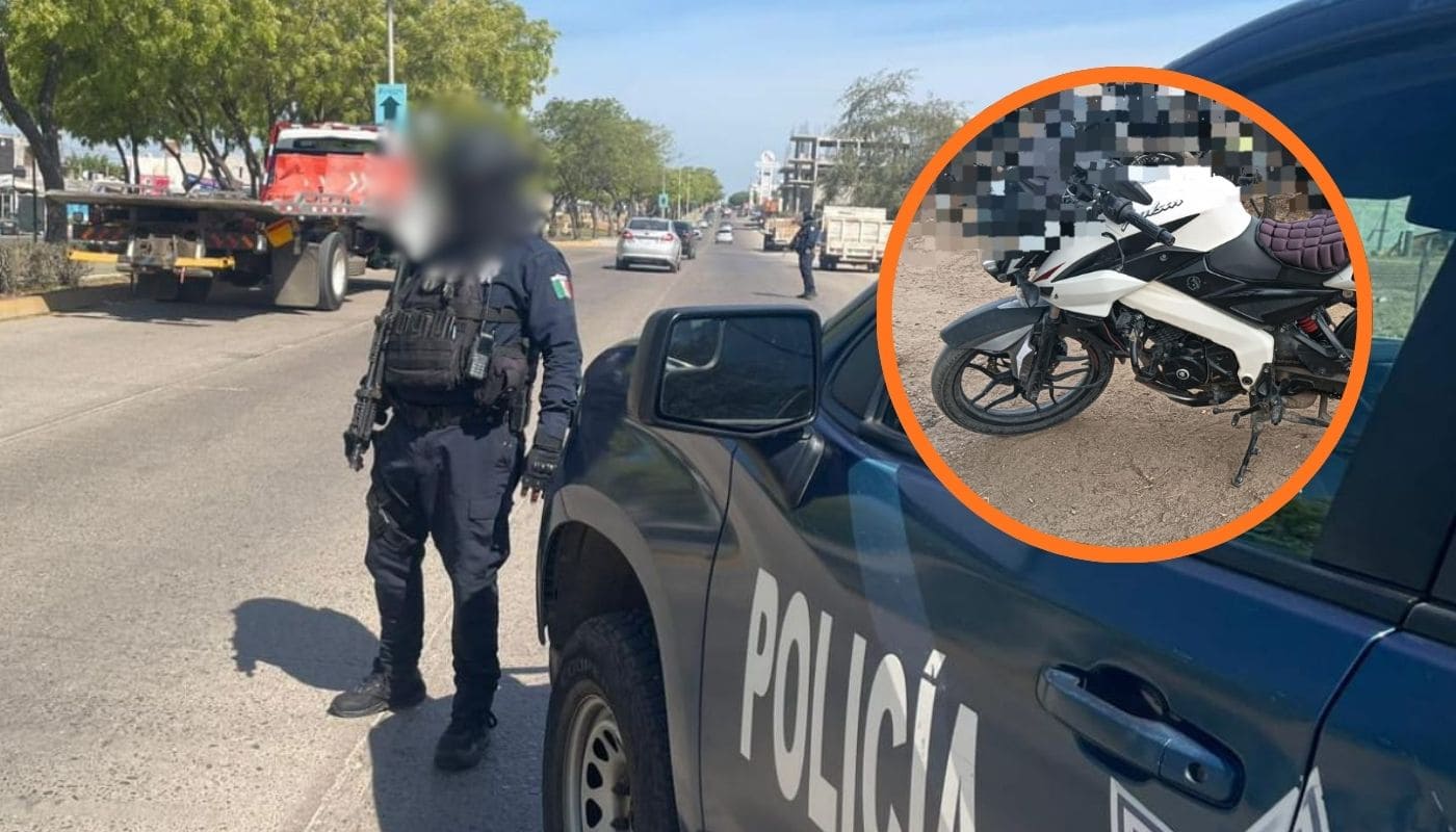 Unidad de la policía municipal con un circulo con una motocicleta