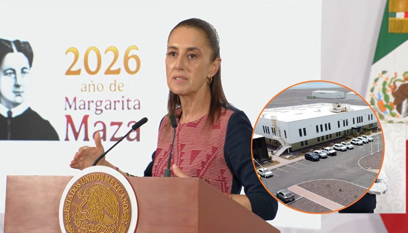 En grande Claudia Sheinbaum y en circulo planta