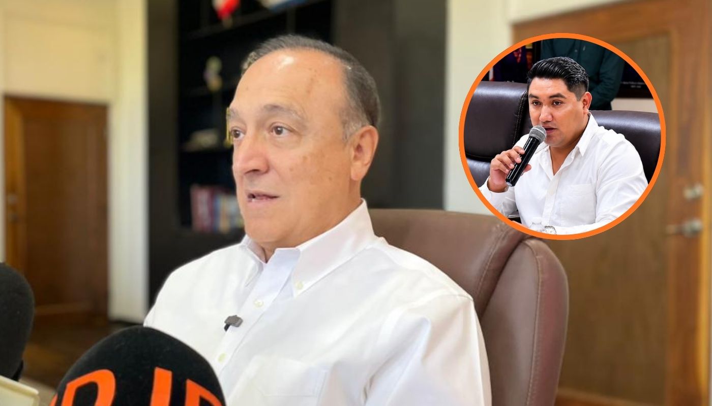 Antonio Menéndez junto a un circulo con el Regidor José Trinidad