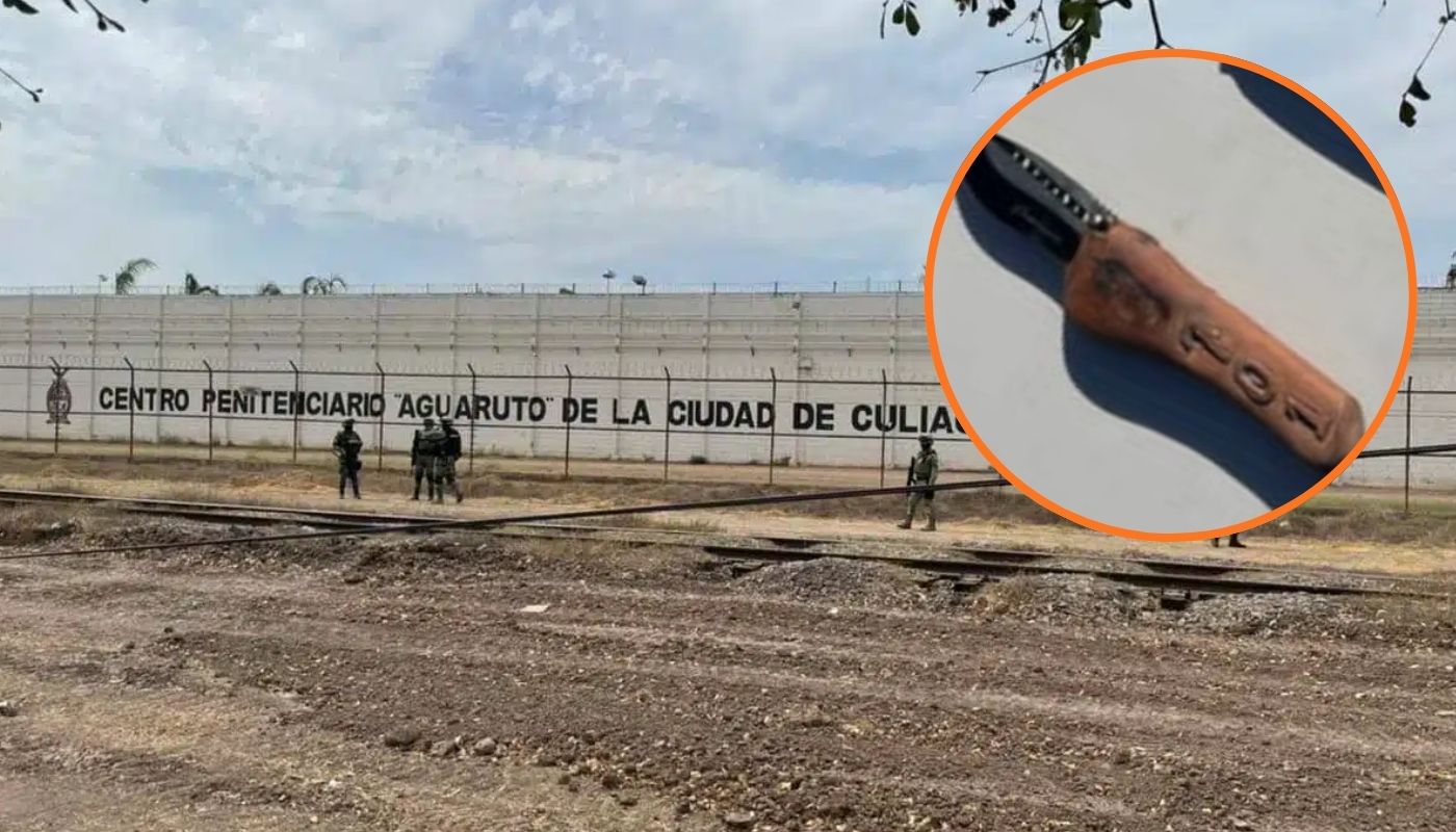Penal de Aguaruto en Culiacán junot aun cuchillo en un circulo