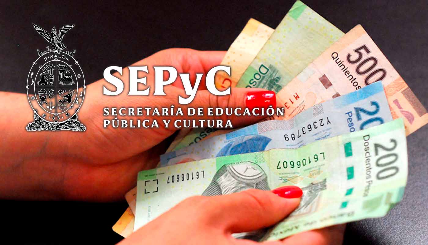 Billetes de pesos mexicanos y logo de SEPyC