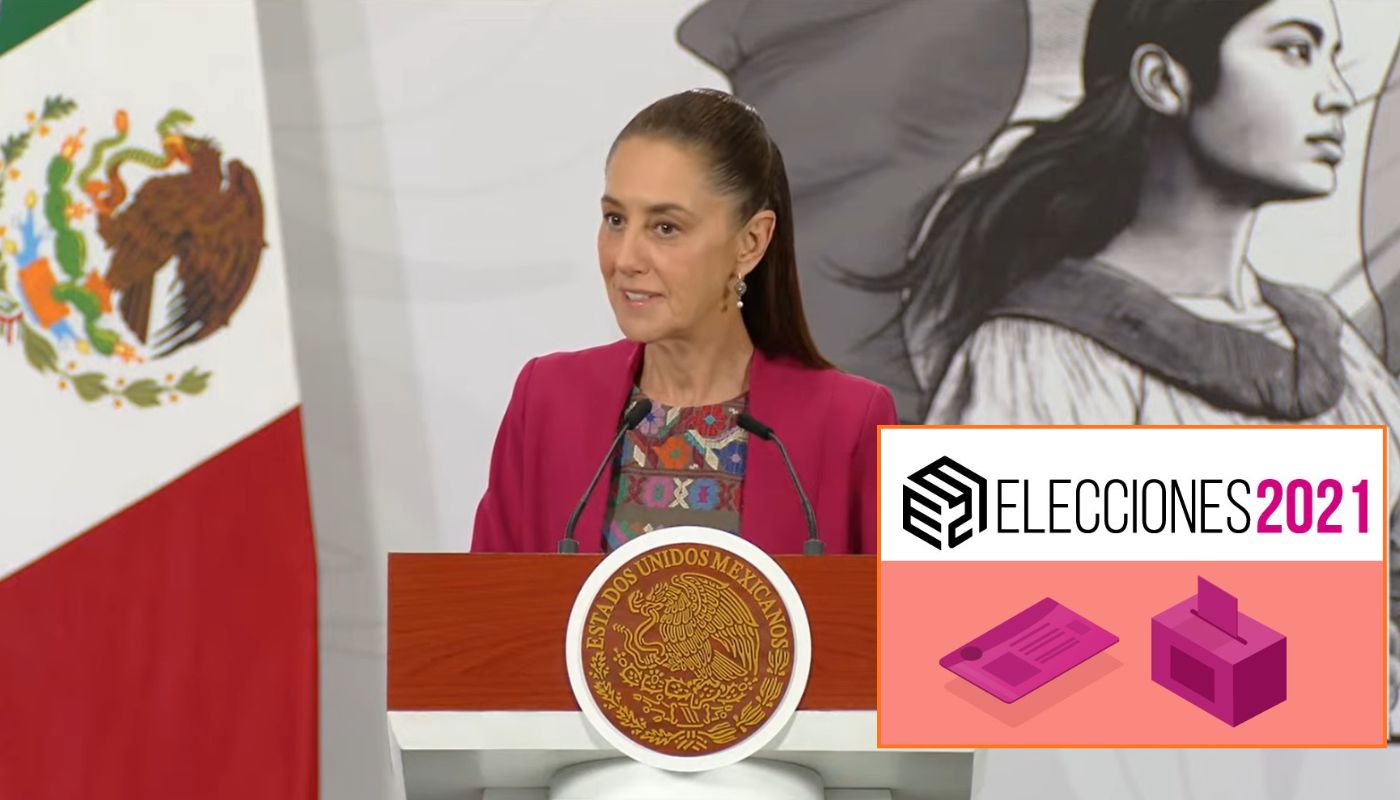 En grande sheinbaum en recuadro poster de elecciones