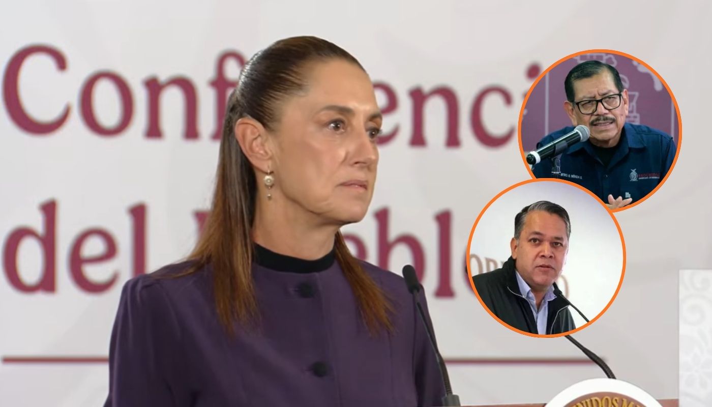 La presidenta de México, Claudia Sheinbaum y en círculos los exfuncionarios Gerardo Merida y Enrique Díaz
