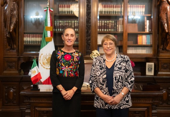 Sheinbaum se reúne con Michelle Bachelet y reitera apoyo a su candidatura como secretaria de la ONU