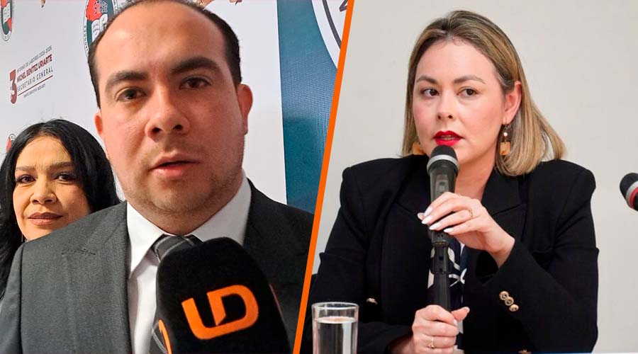 Michel Benítez Uriarte, secretario general del Stase y la gobernadora interina de Sinaloa, Yeraldine Bonilla