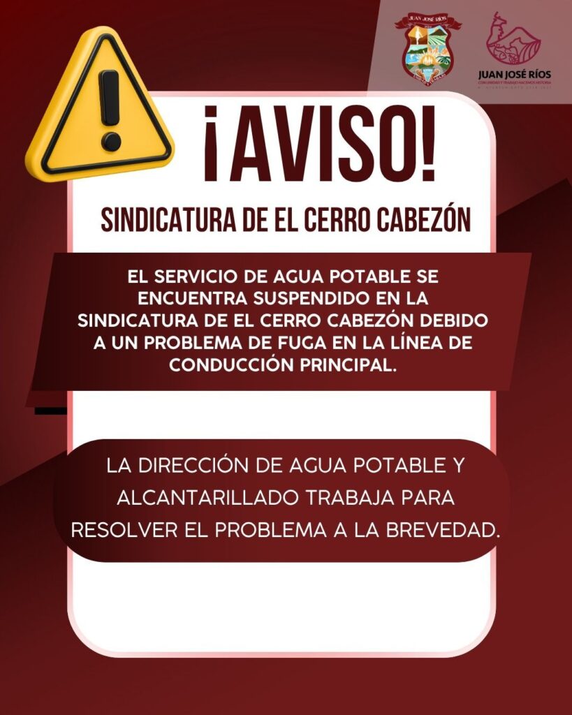 Aviso de suspensión de agua potable