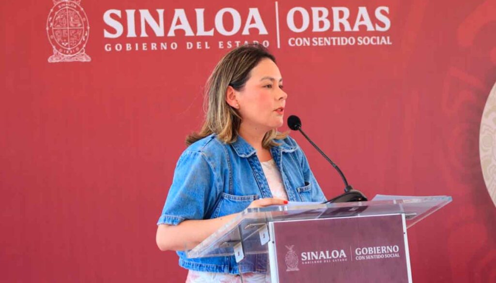 Gobernadora de Sinaloa, Yeraldine Bonilla, en evento de obra pública