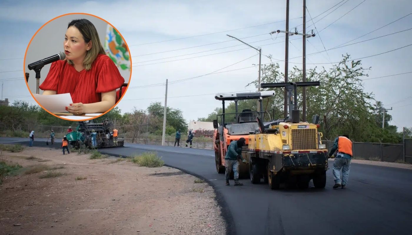 En grande maquinaria de construcción realizando trabajos en vialidad y en circulo Yeraldine Bonilla