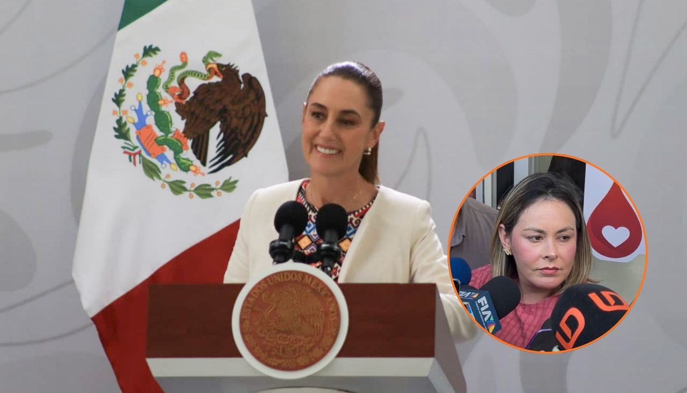 En grande Claudia Sheinbaum y en circulo Yeraldine Bonilla