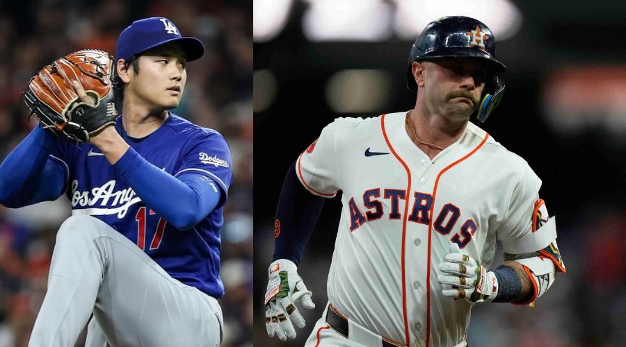 Shohei Ohtani junto a jugador de los Houston Astros