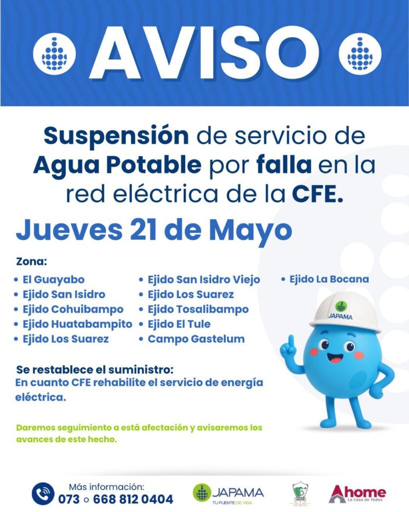 Flyer con información de Japama
