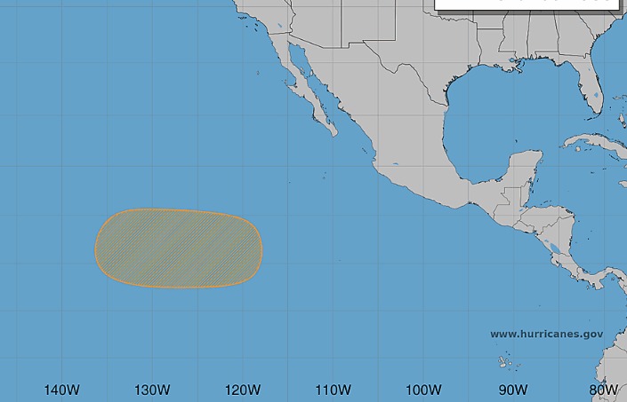 Maoa satelital del Pacífico/México, indicando una zona del oceano en donde se está formando un posible Ciclon