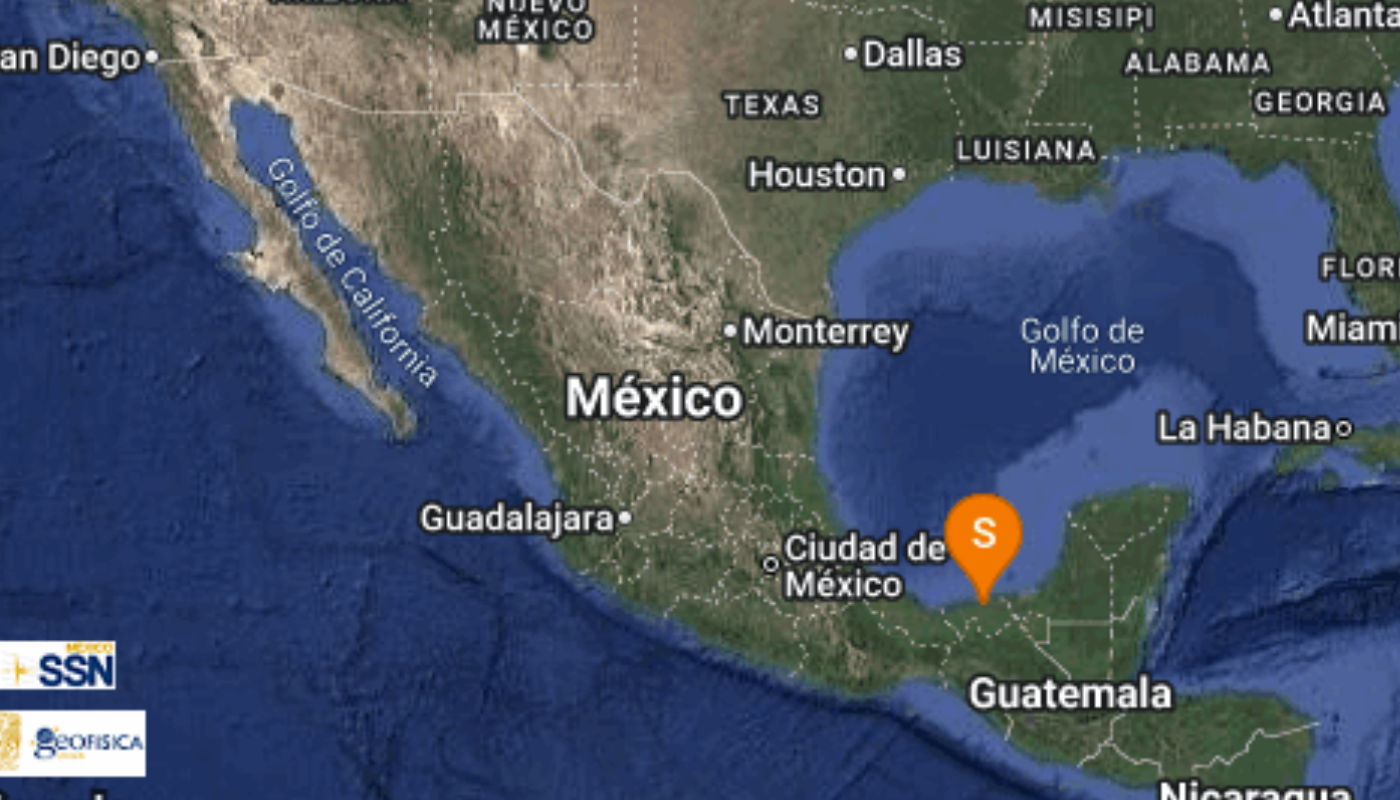 El Servicio Sismológico Nacional reporta sismo en Tabasco.