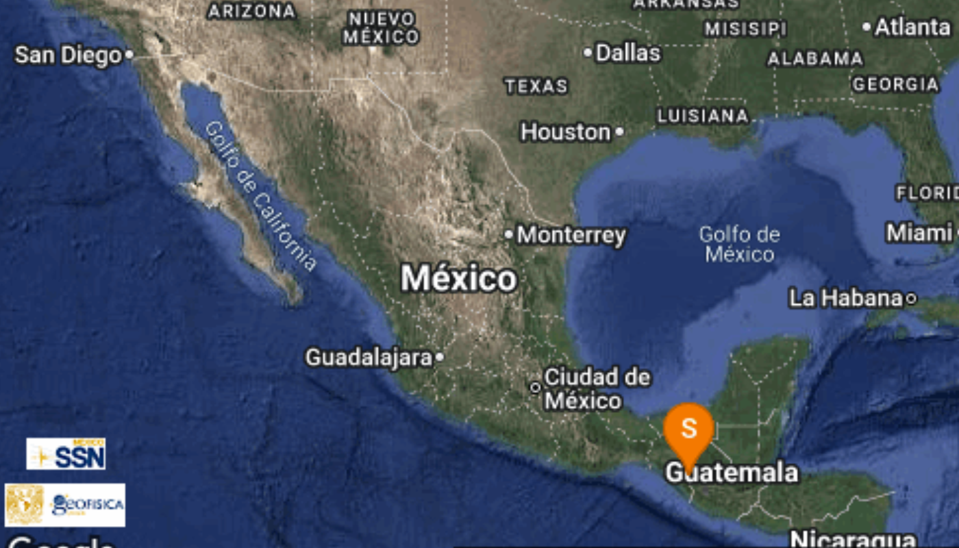 mapa de México con reporte de sismo