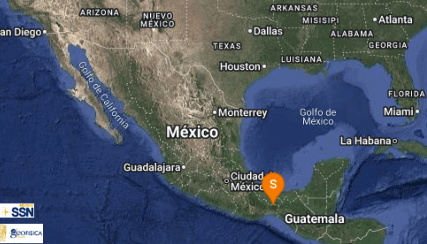 El Servicio Sismológico Nacional reporta sismo en Oaxaca.