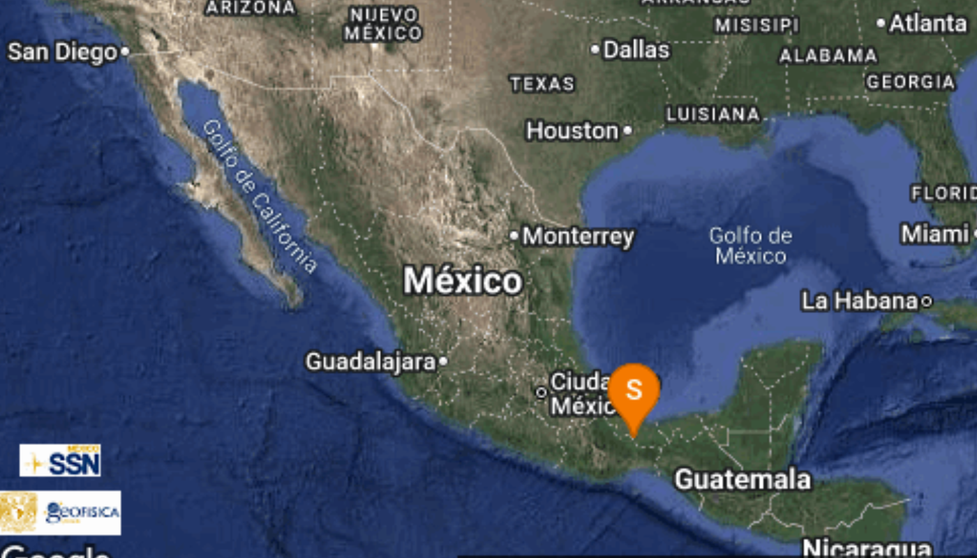El Servicio Sismológico Nacional reporta sismo en Veracruz.