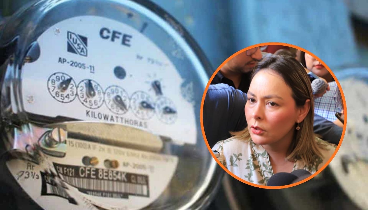 Medidores de luz y en un círculo la gobernadora interina, Yeraldine Bonilla