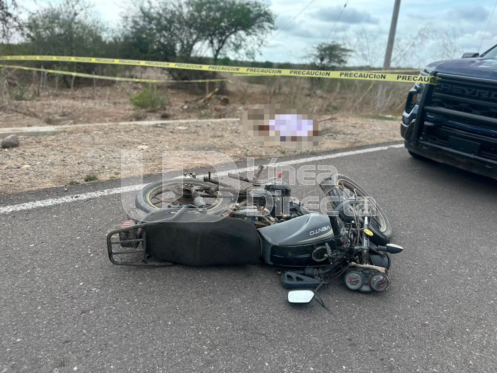 Motocicleta en la que viajaba la víctima del accidente.