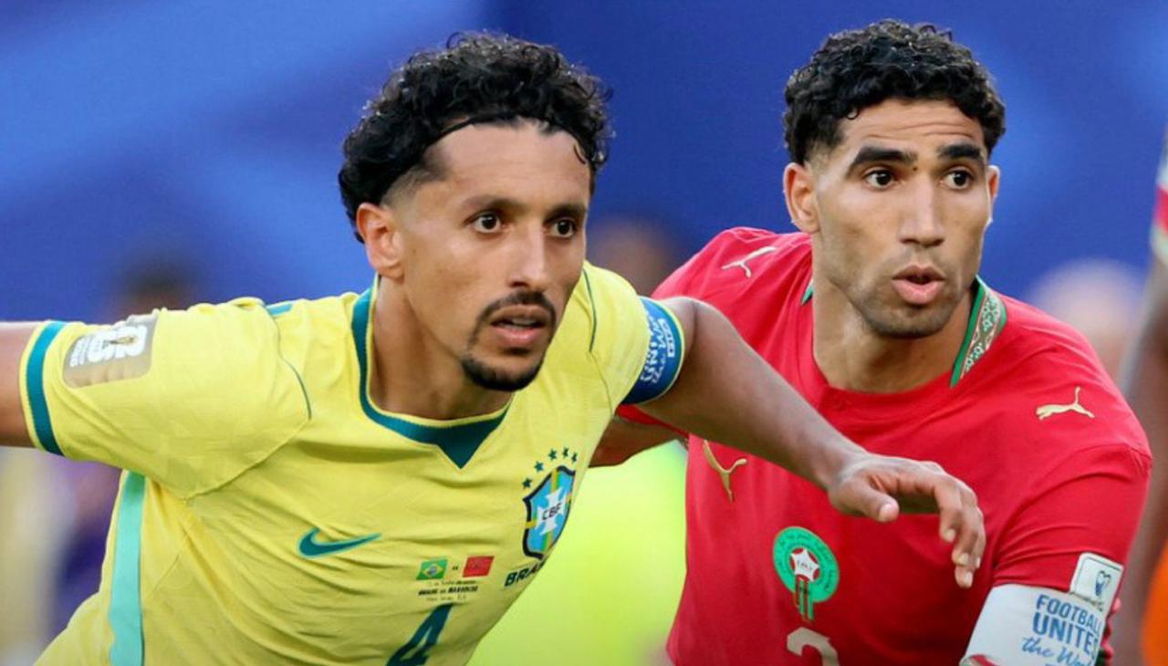 Jugadores de Brasil y Marruecos