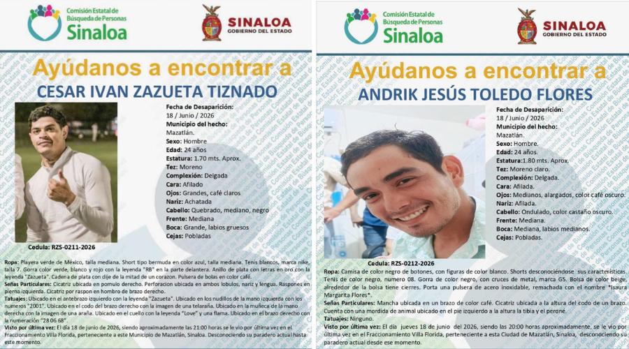 Fichas de búsqueda de Andrik Jesús y César Iván