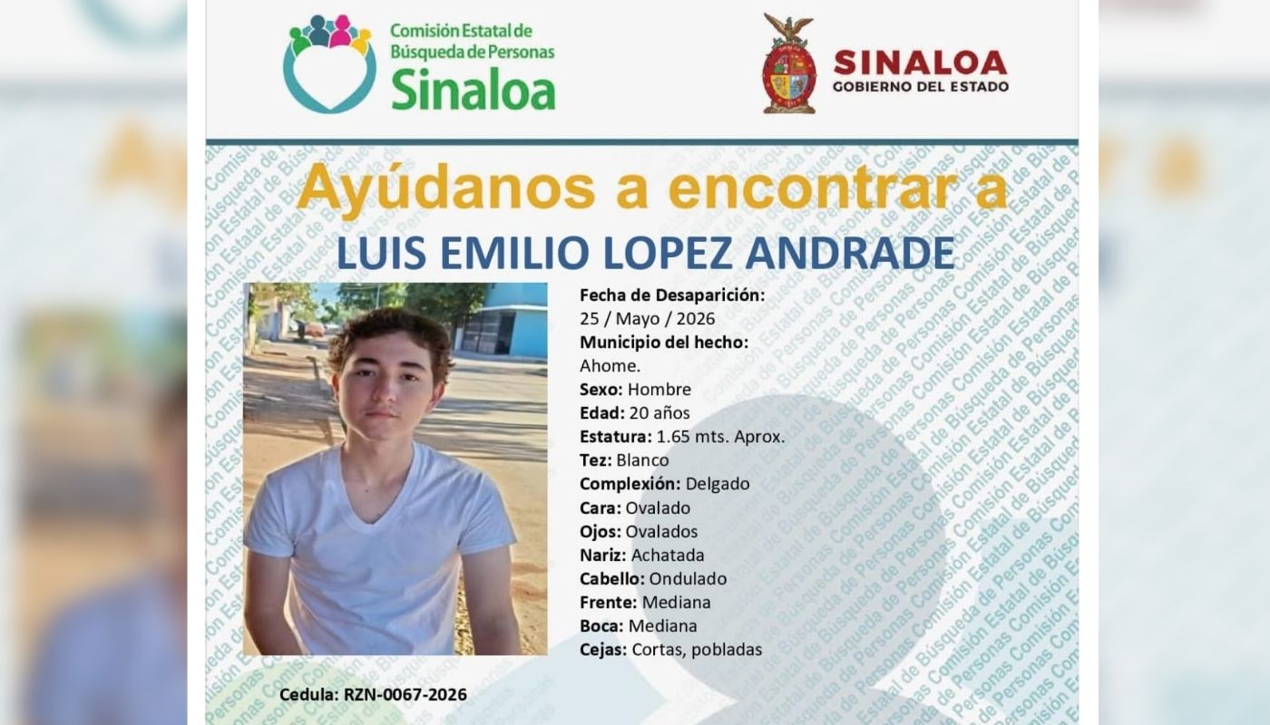 Ficha de búsqueda en Sinaloa con un hombre