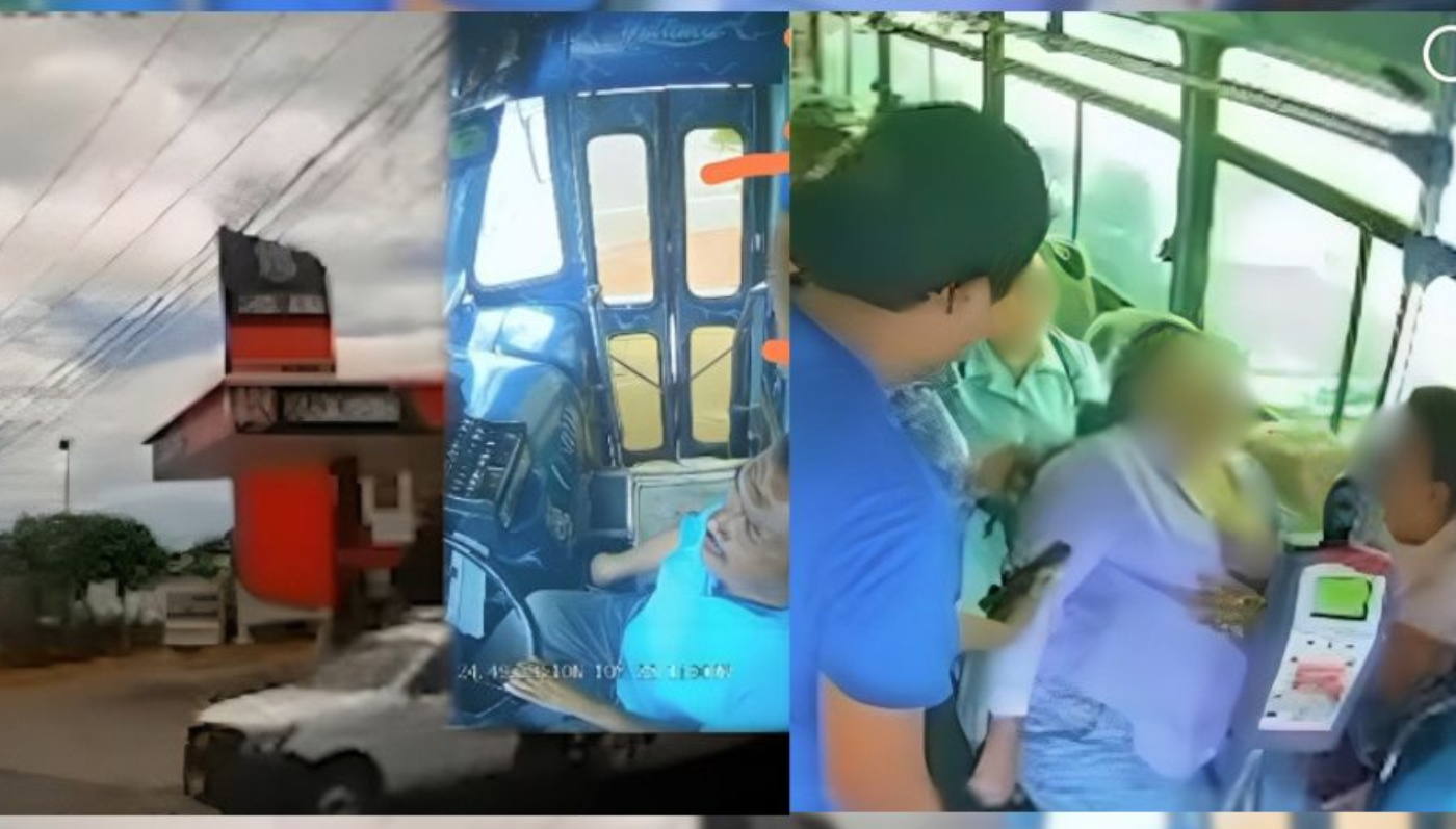 Chofer desviando la ruta hacia una unidad médica mientras pasajeros auxilian a la persona afectada.