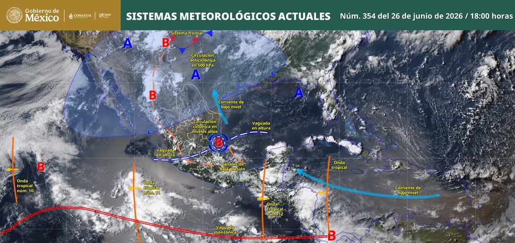 Así estará el clima esta noche: pronostican lluvias intensas, vientos y oleaje en varios estados