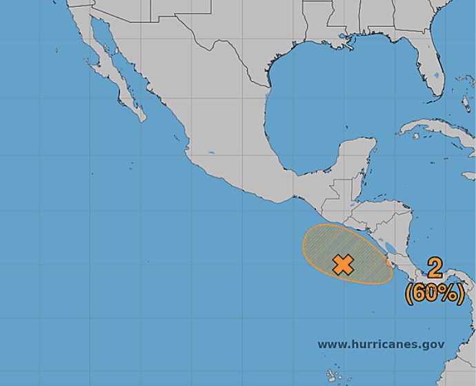 Mapa de México con una zona indicada en el Pacífico