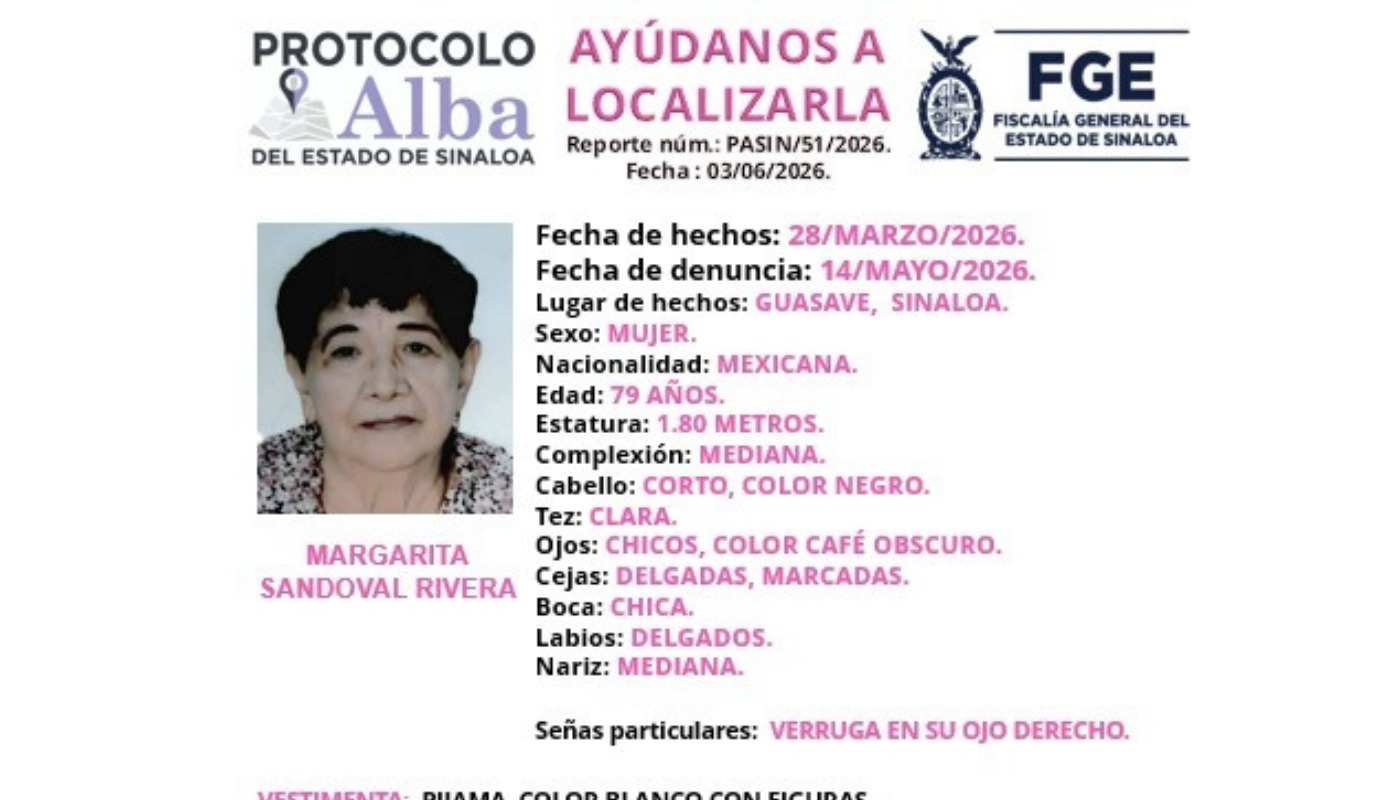 Ficha de una mujer deasparecida