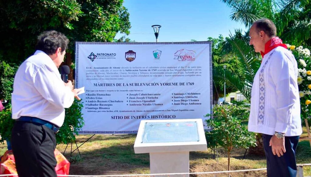 Develan placa por sublevación yoreme