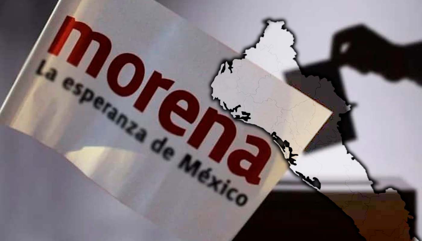 Casilla electoral, bandera de morena y Sinaloa