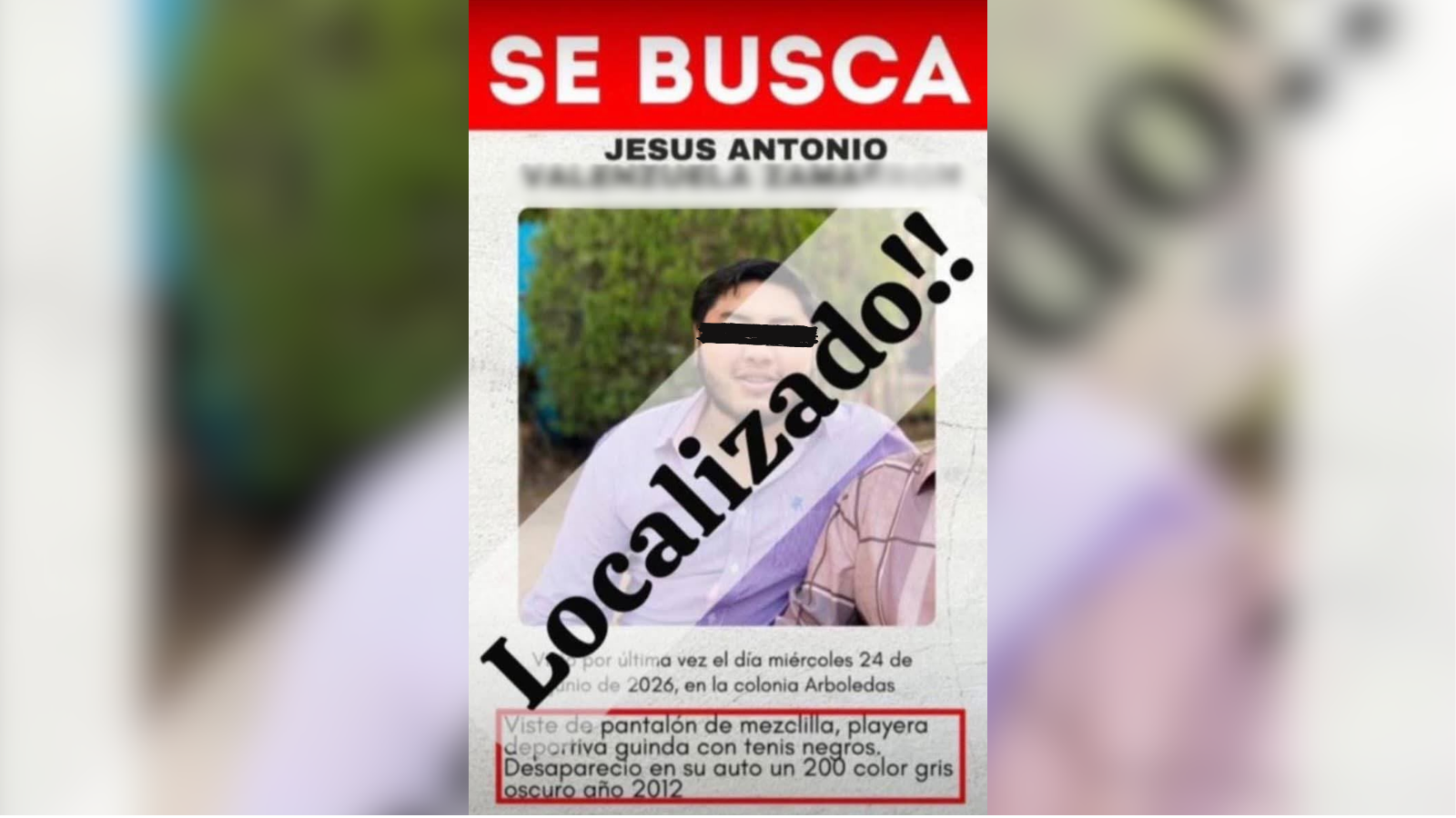 Ya fue localizado Jesús Antonio