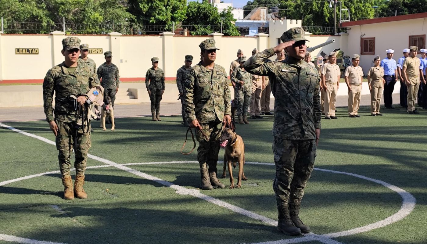 Acto de ceremonia de jubilcación de un elemento canino de la Marina
