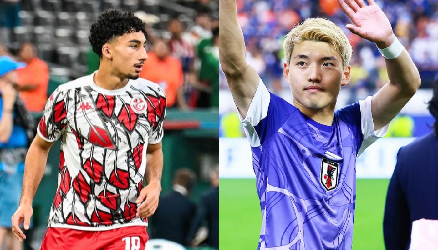 Jugador de Túnez junto a un japones