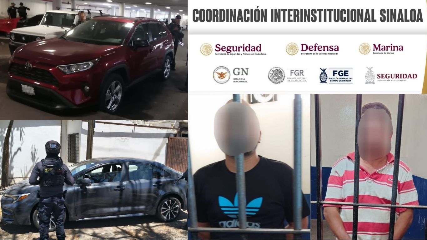 Automóvil rojo y automóvil azul. Personas con rostro censurado