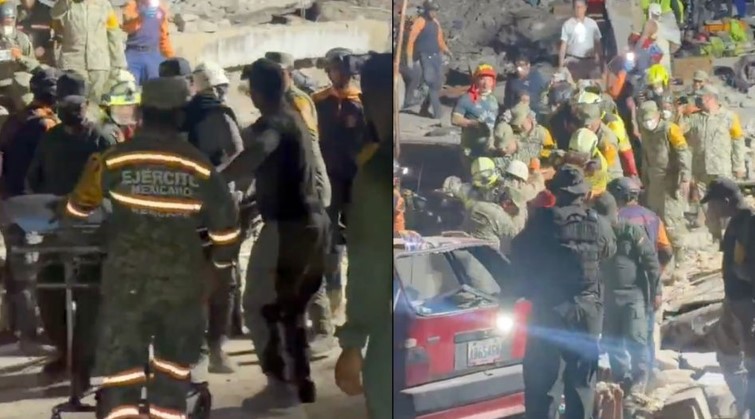 Equipos de emergencia de México rescatan a niño de 11 de entre los escombros en Venezuela: VIDEO