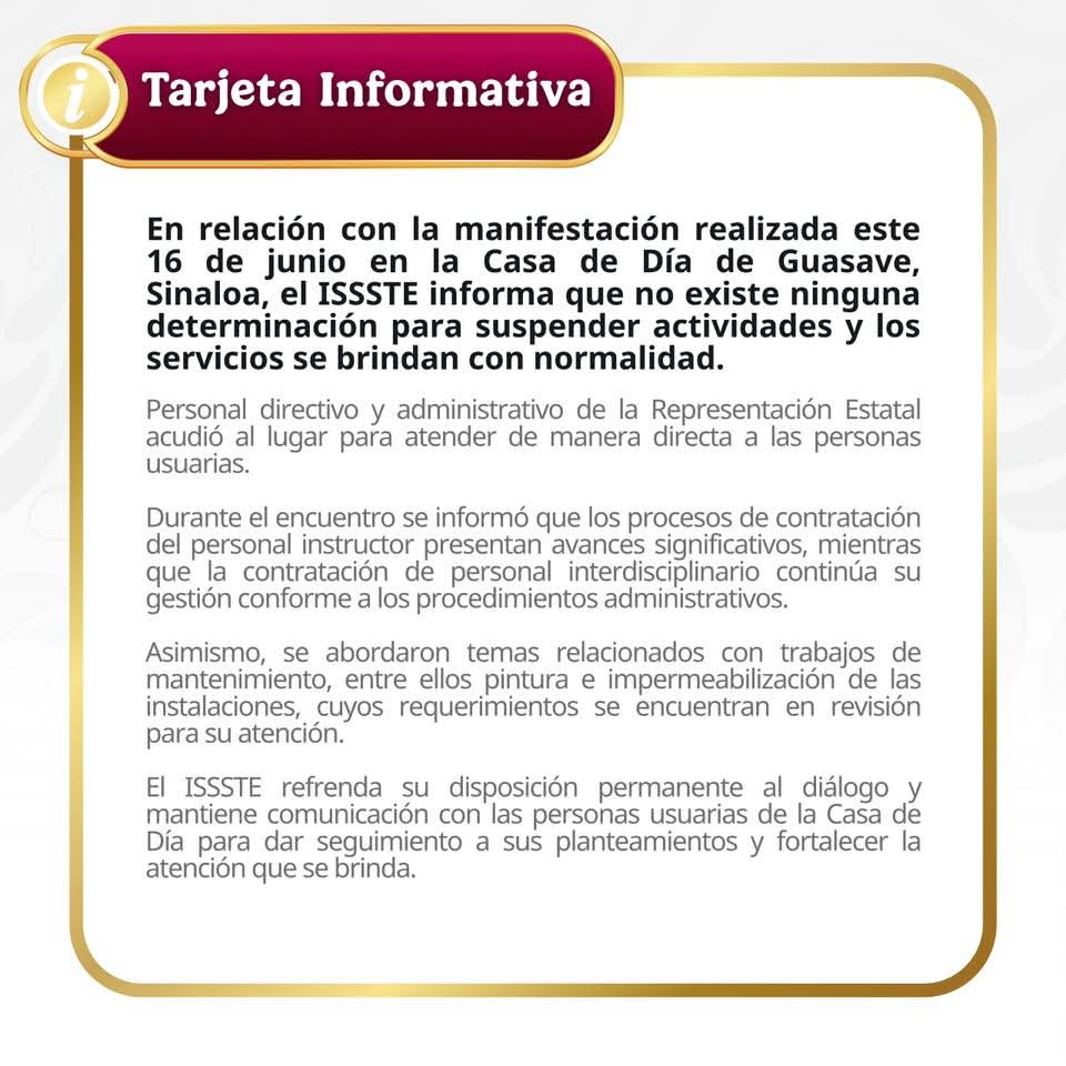 Tarjeta informativa Issste