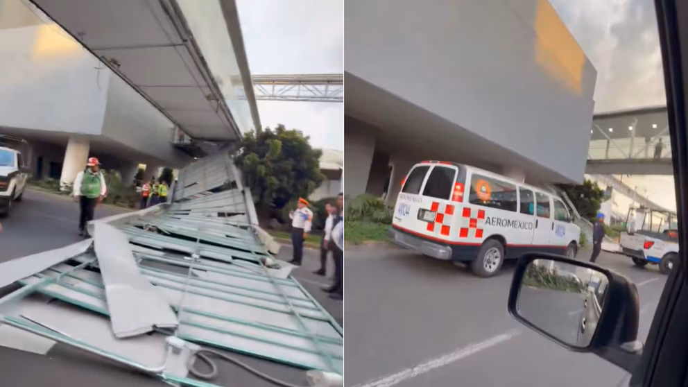 Se desploma techo en la Terminal 1 del AICM; reportan a una automovilista afectada