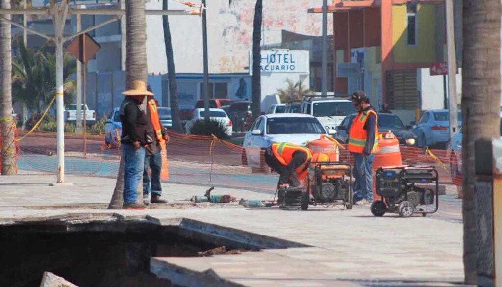 Trabajos en malecón de Mazatlán