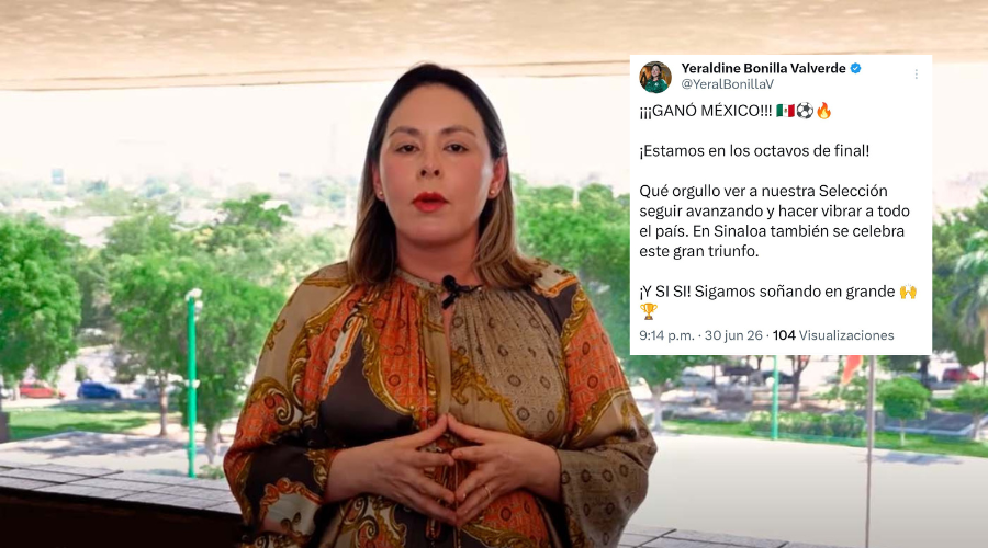Yeraldine Bonilla, gobernadora de Sinaloa, celebra triunfo de la Selección Mexicana