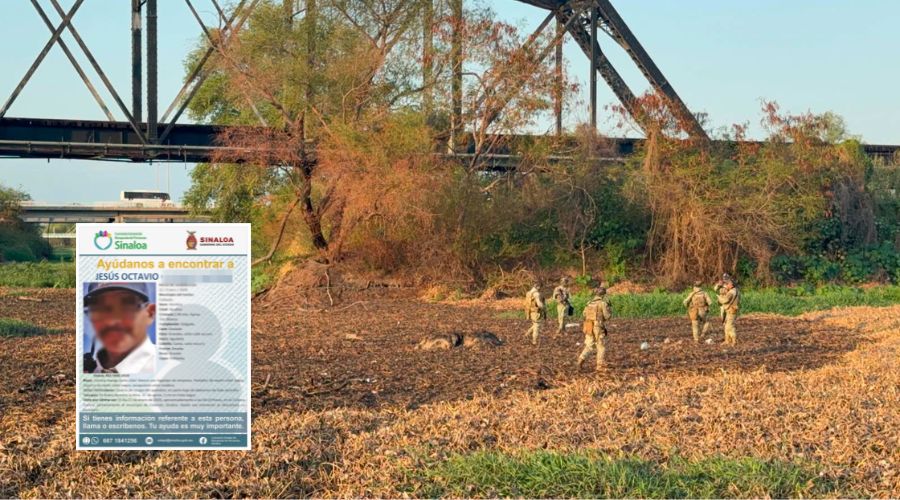 Militares en río Culiacán y ficha de búsqueda