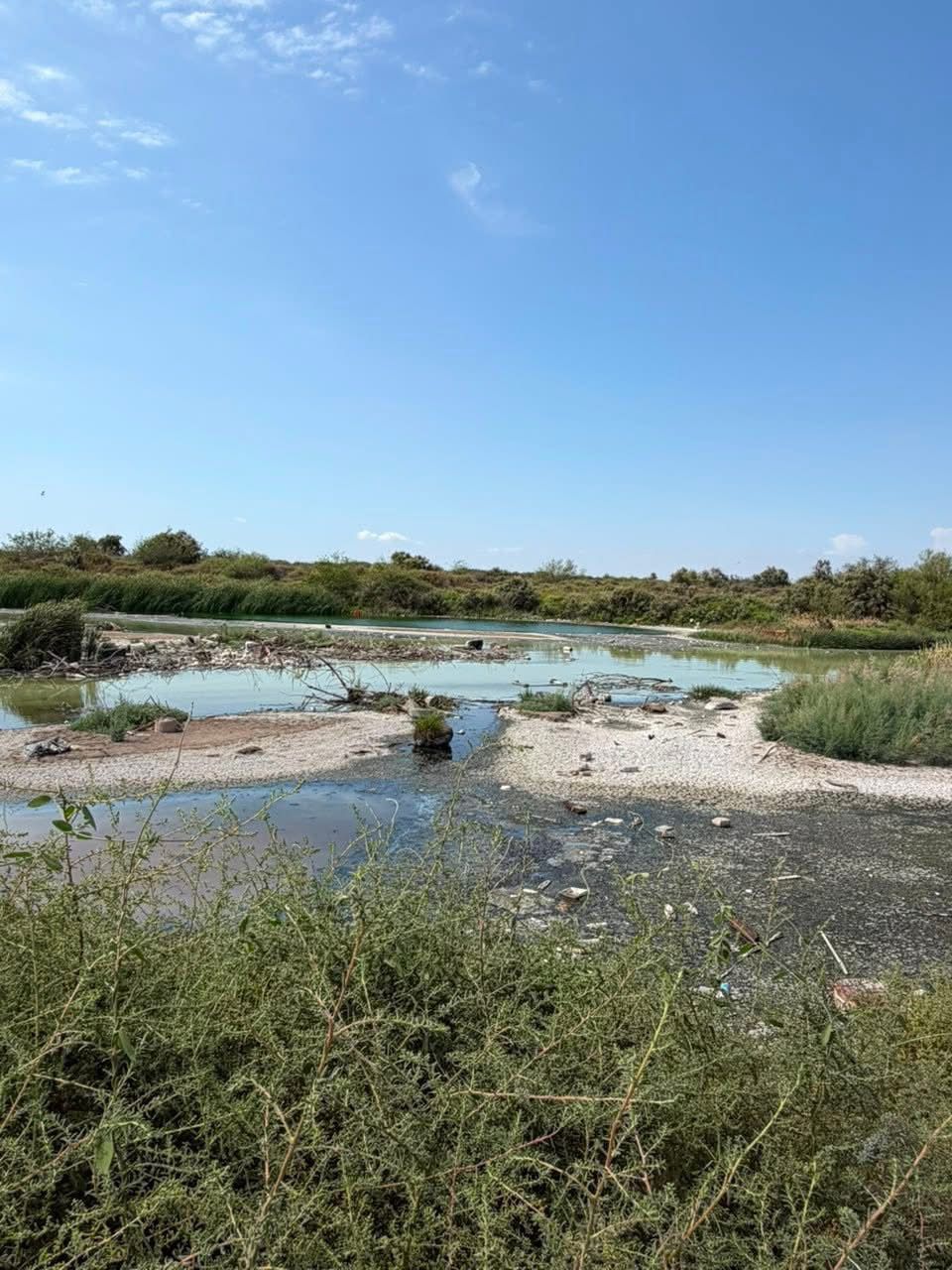 Así se encuentra la desembocadura del dren Juárez, en la bahía Santa María.